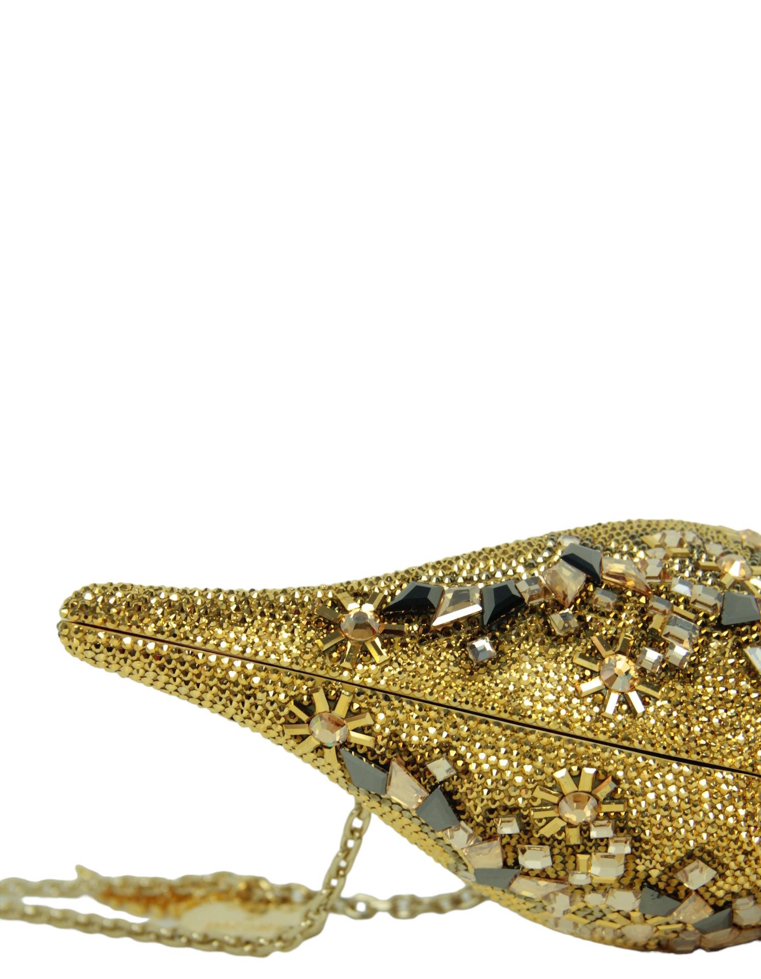 Women's Judith Leiber Disney Crystal Genie Lamp Minaudiere Clutch Bag w/ Chain Strap