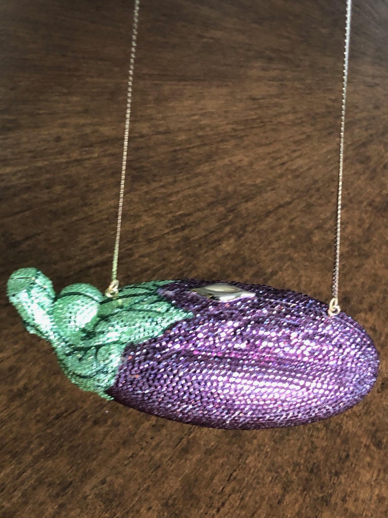 Judith Leiber Eggplant Jeweled Minaudière For Sale at 1stDibs judith