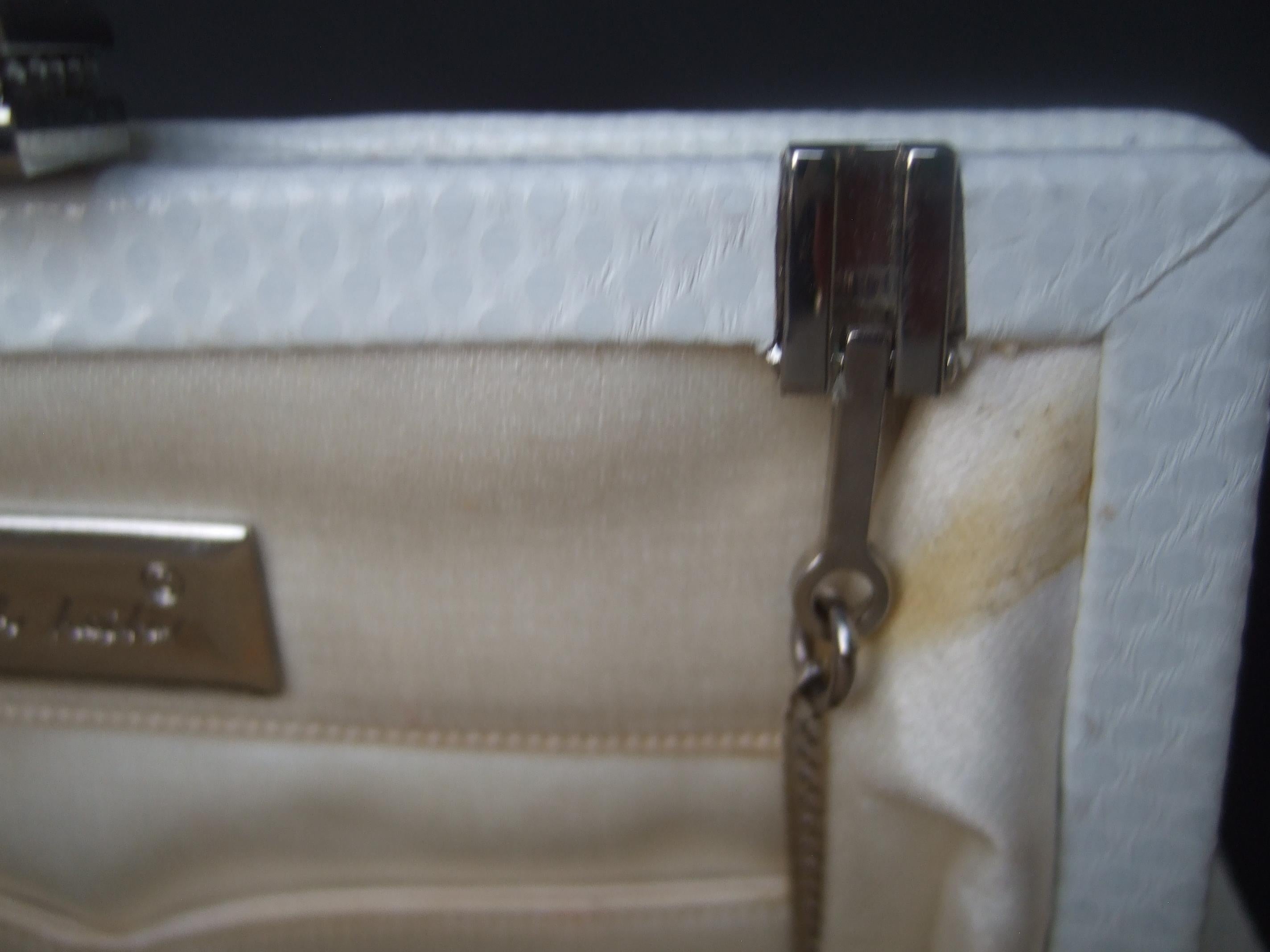 Judith Leiber Elegant White Karung Leather Clutch - Shoulder Bag c 1980s For Sale 6