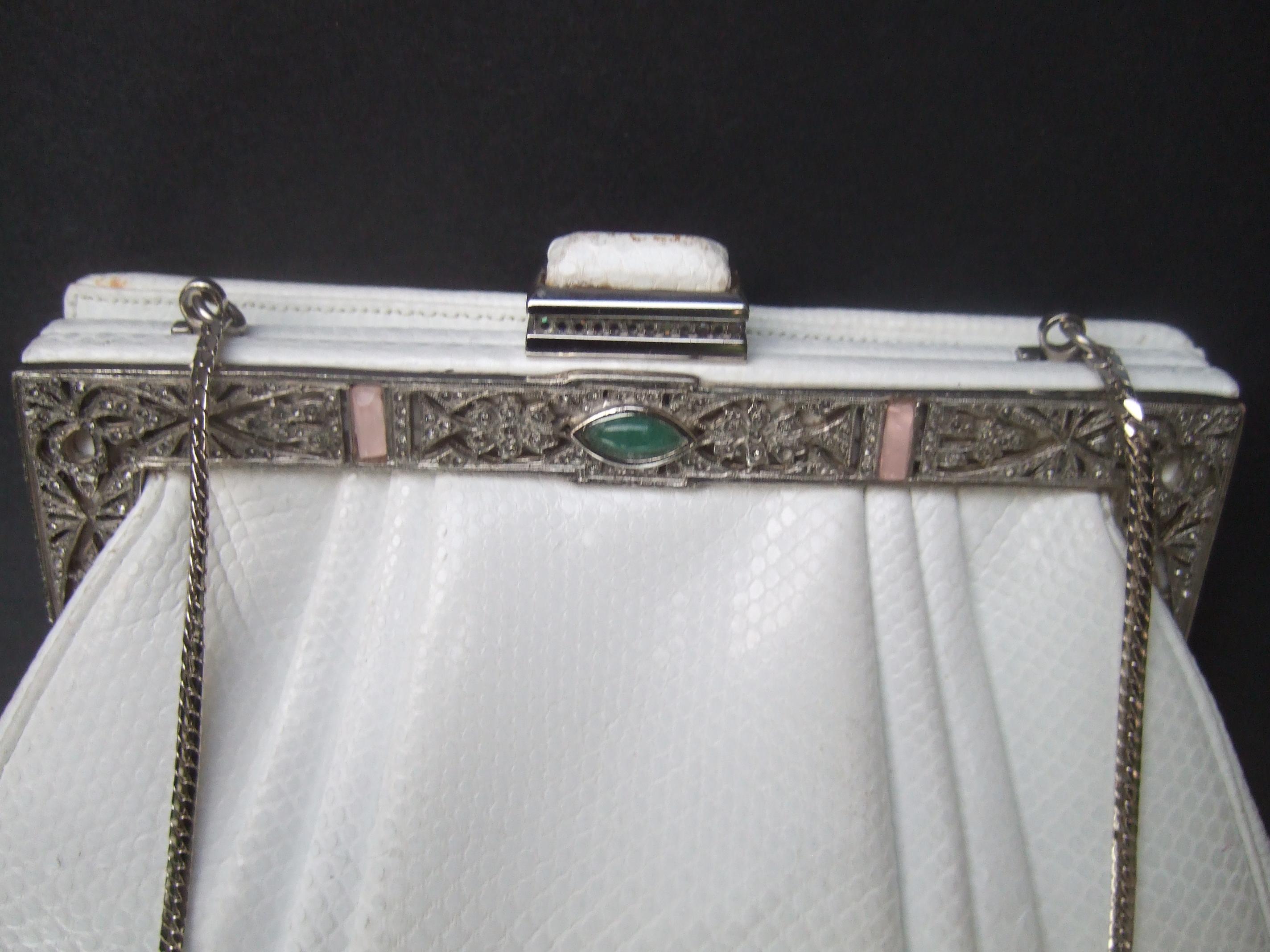 Judith Leiber Elegant White Karung Leather Clutch - Shoulder Bag c 1980s For Sale 1