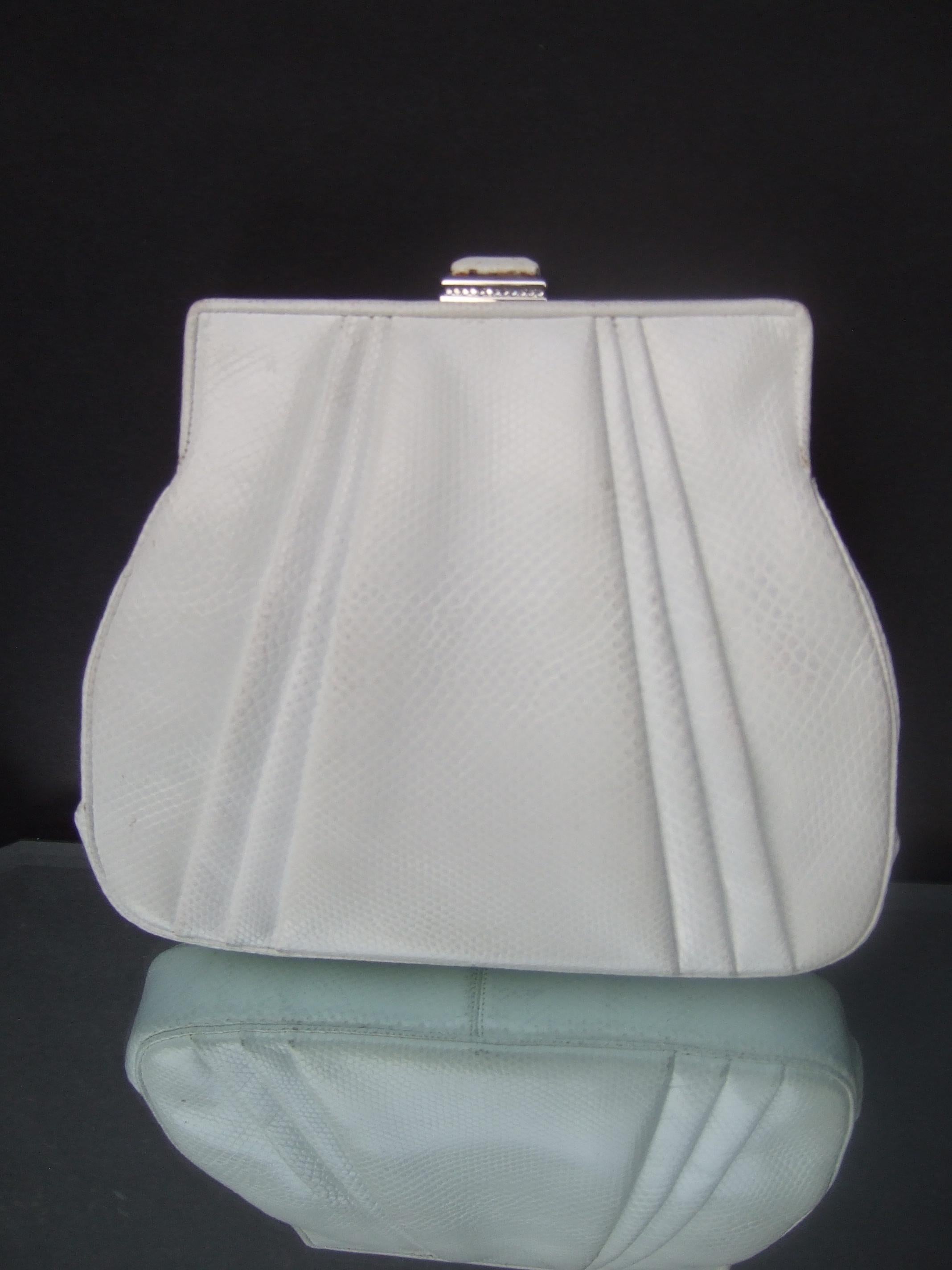 Judith Leiber Elegant White Karung Leather Clutch - Shoulder Bag c 1980s For Sale 2