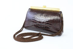 Judith Leiber Evening 2way 14mz0720 Brown Crocodile Skin Leather Cross Body Bag