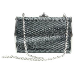 Vintage Judith Leiber Evening Bag Fullbead Crystal Chain 10mz1012 Silver Clutch