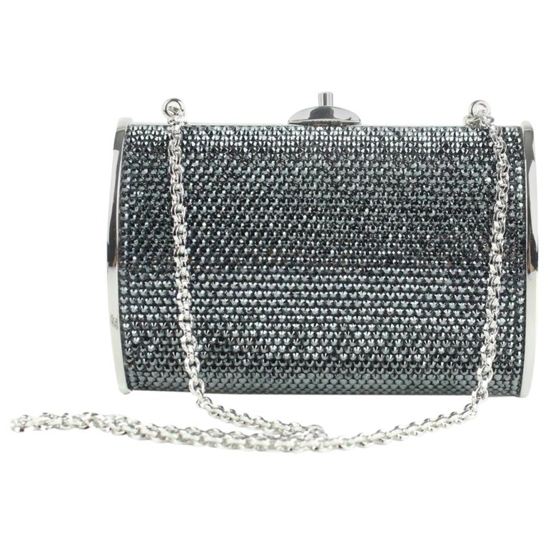 Judith Leiber Evening Bag Fullbead Crystal Chain 10mz1012 Silver Clutch ...
