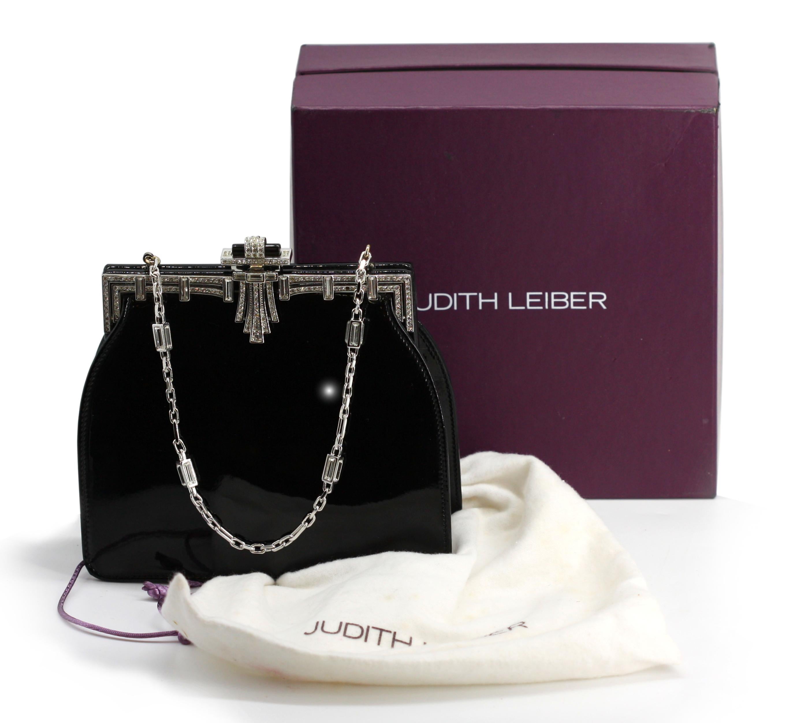 Bolso de noche Judith Leiber de piel Patton montado con diamantes de imitación en venta 4