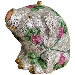 Judith Leiber Festive Floral Pig Jeweled Minaudière 1991