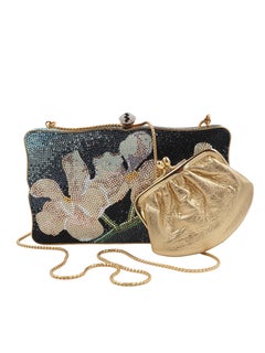 Judith Leiber Floral Tapestry Rhinestone Clutch
