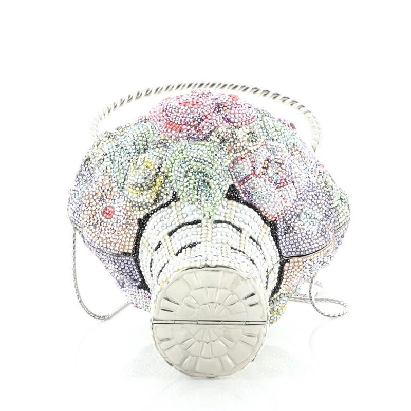 Gray Judith Leiber Flower Bouquet Minaudiere Crystal And Pearl Small 