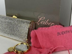 Judith Leiber Full Bead Minaudiere Chain Evening 1ma4 Silver X Gold Crystals