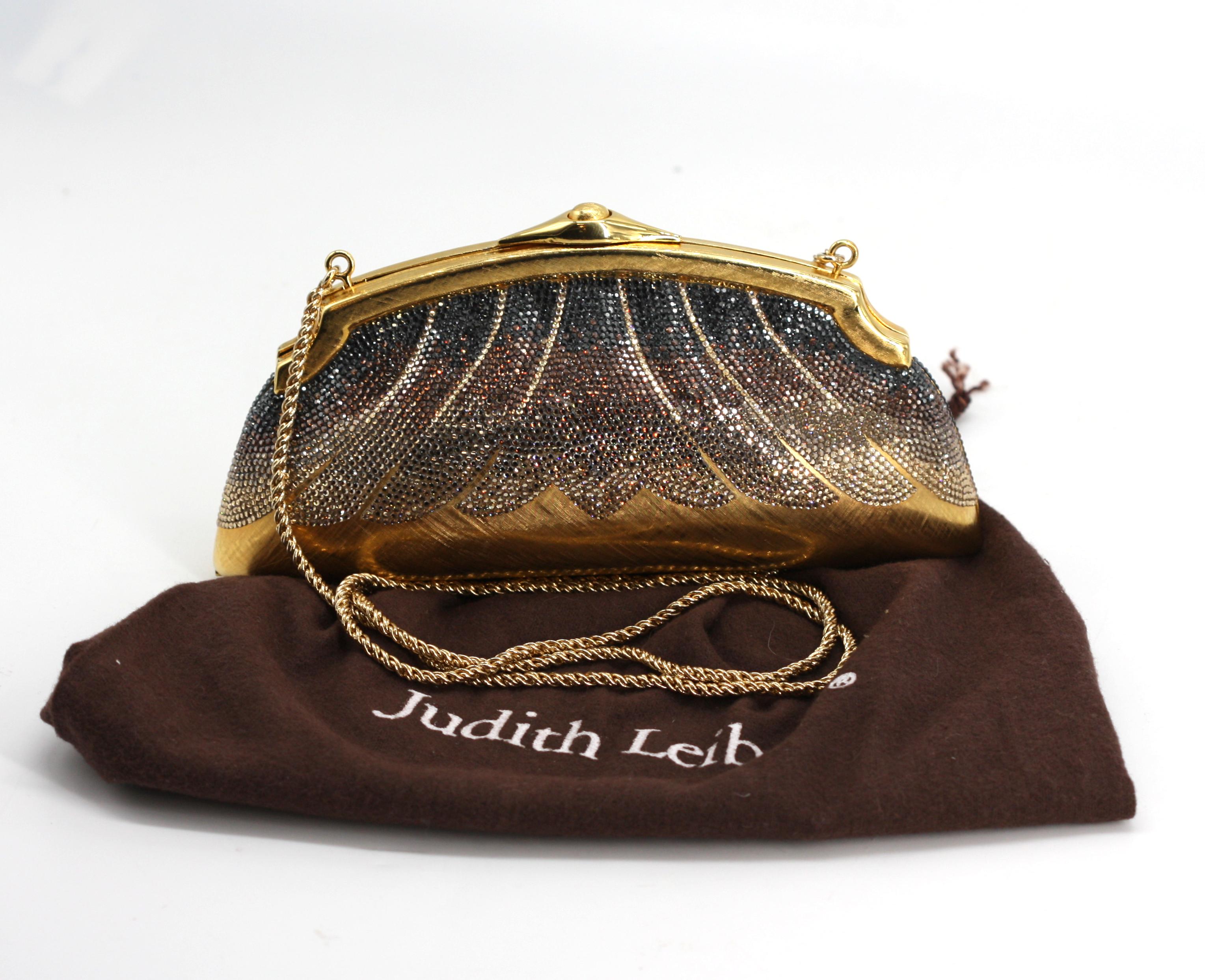Judith Leiber Gilt Metal and Crystal Evening Clutch, Prototype Signed For Sale 1