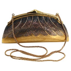 Judith Leiber Gilt Metal and Crystal Evening Clutch, Prototype Signed