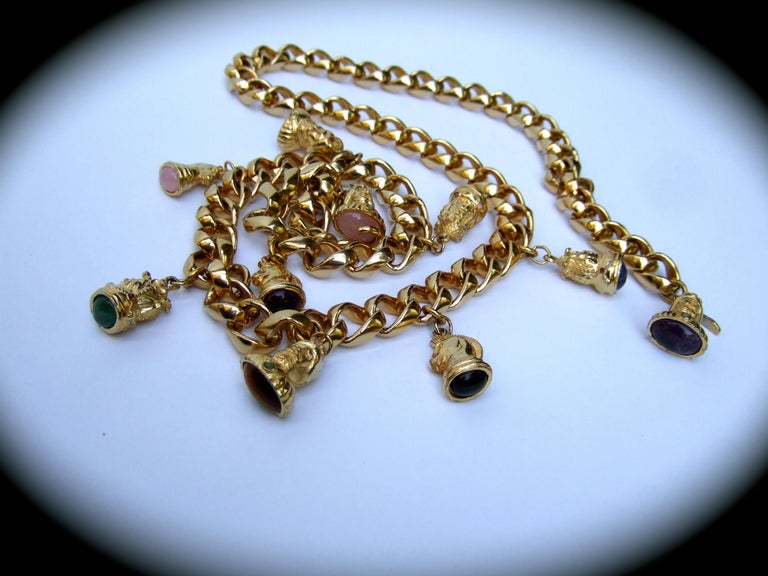 Judith Leiber Gilt Metal Dangling Charm Heavy Chain Belt c  display picture 3