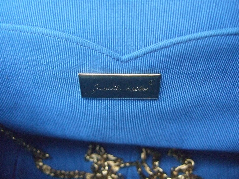 Judith Leiber Glass Stone Blue Suede Clutch - Shoulder Bag c 1980s For Sale 13