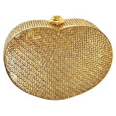 Judith Leiber Gold Jeweled Heart Shaped Clutch with Strap