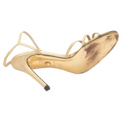 Judith Leiber Gold Lamé & Faux Pearl Heeled Sandals