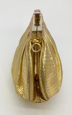 Judith Leiber Gold Lizard Gemstone Top Clutch