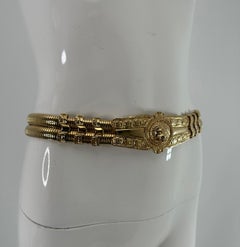 Judith Leiber Gold Metal Lion Head Buckle Expansion  Belt
