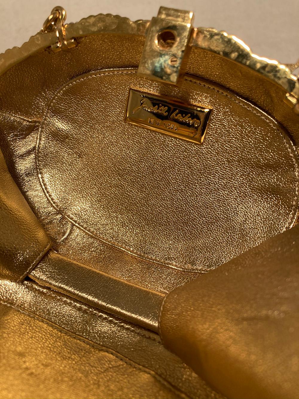 Judith Leiber Gold Oval Basket Weave Swarovski Crystal Minaudiere Evening Bag 3