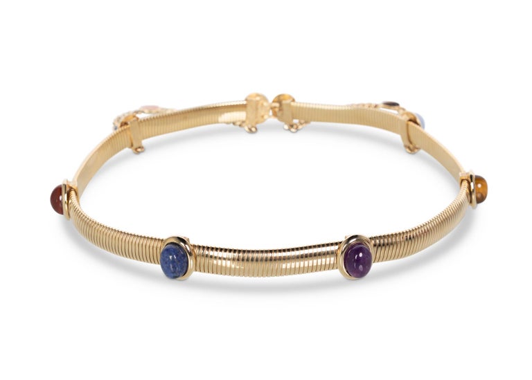 Judith Leiber Gold Semi-Precious Stones Chain Belt, 1990s For Sale at 1stdibs