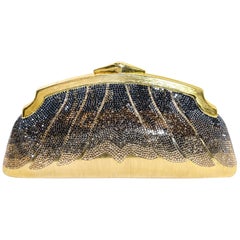 Judith Leiber Gold Tone Metal and Crystal Ombre Design Embellishment