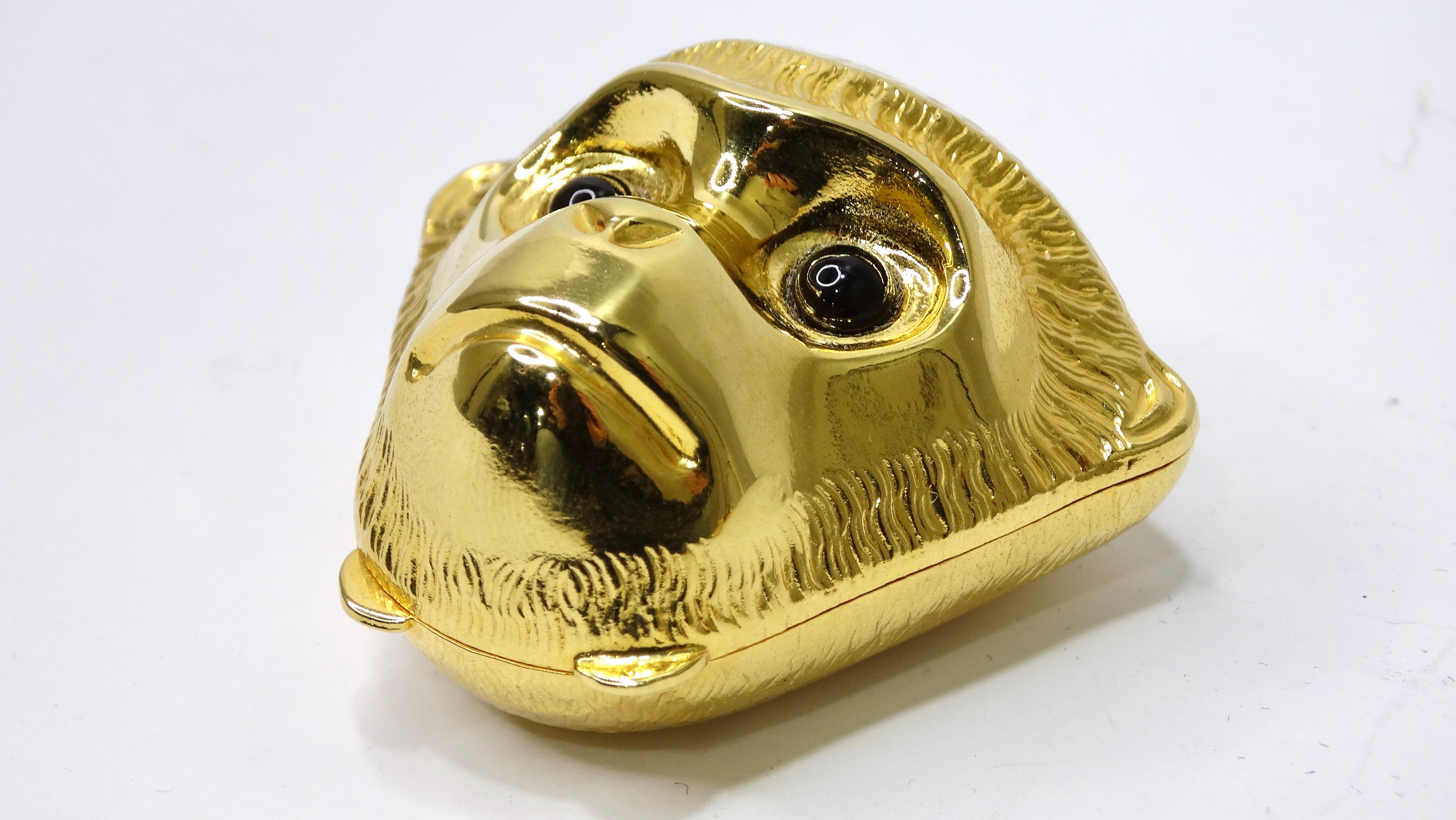 This is the most adorable monkey themed trinket pill box by none other than Judith Leiber! Add a little fun to your daily life and keep this in your bag to keep small items in! It's the little luxuries in life that really make it special. Pair this