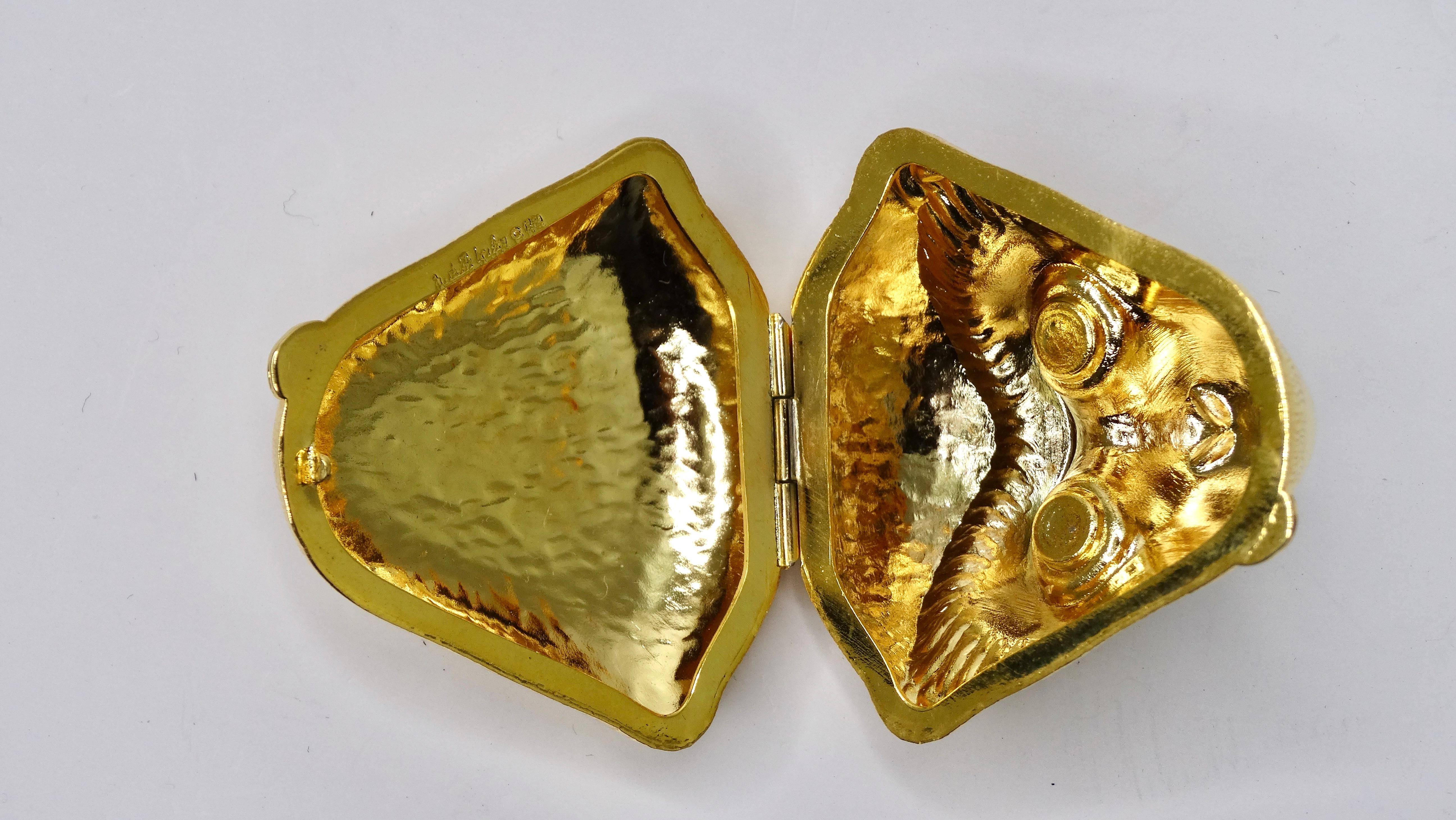 Women's or Men's Judith Leiber Gold Tone Monkey Trinket Box For Sale