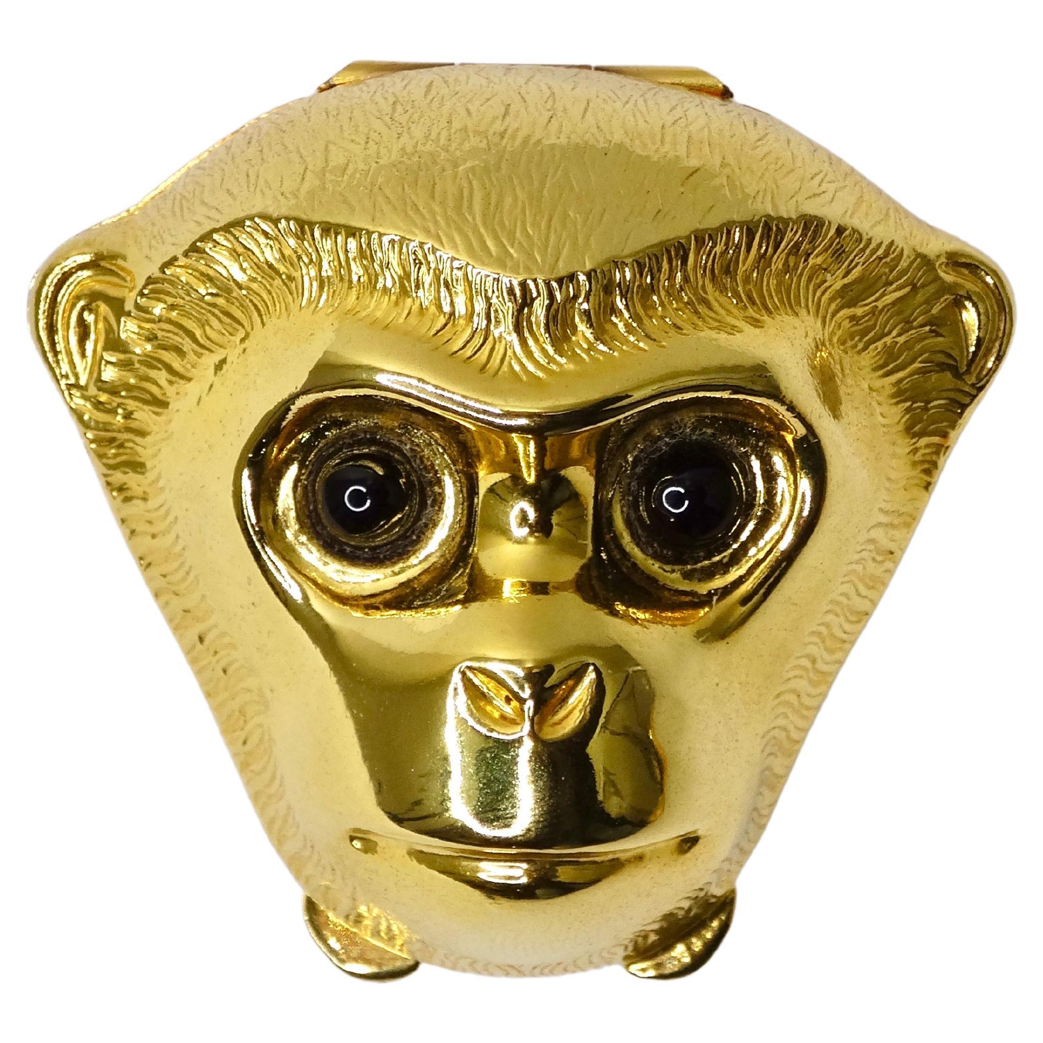 Judith Leiber Gold Tone Monkey Trinket Box For Sale