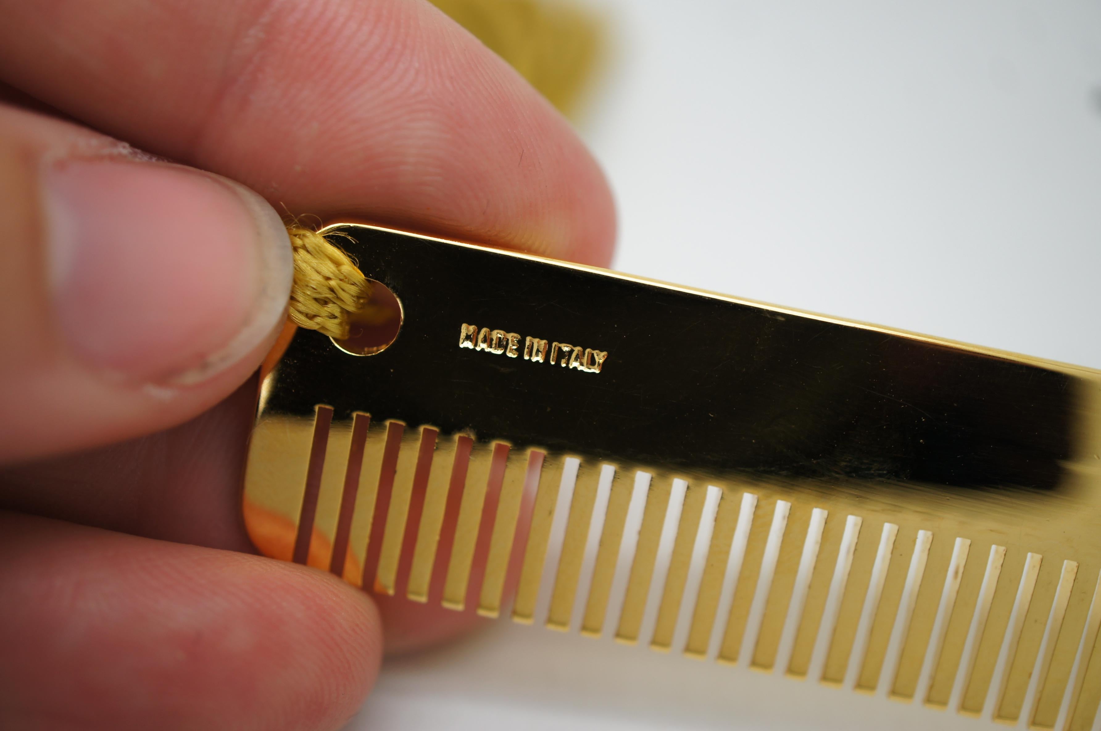 Judith Leiber Gold Tone Pocket Comb & Jade Acorn Key Chain Clip 6