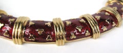 Judith Leiber Gold Tone & Red Enamel Necklace Never worn - 1980s