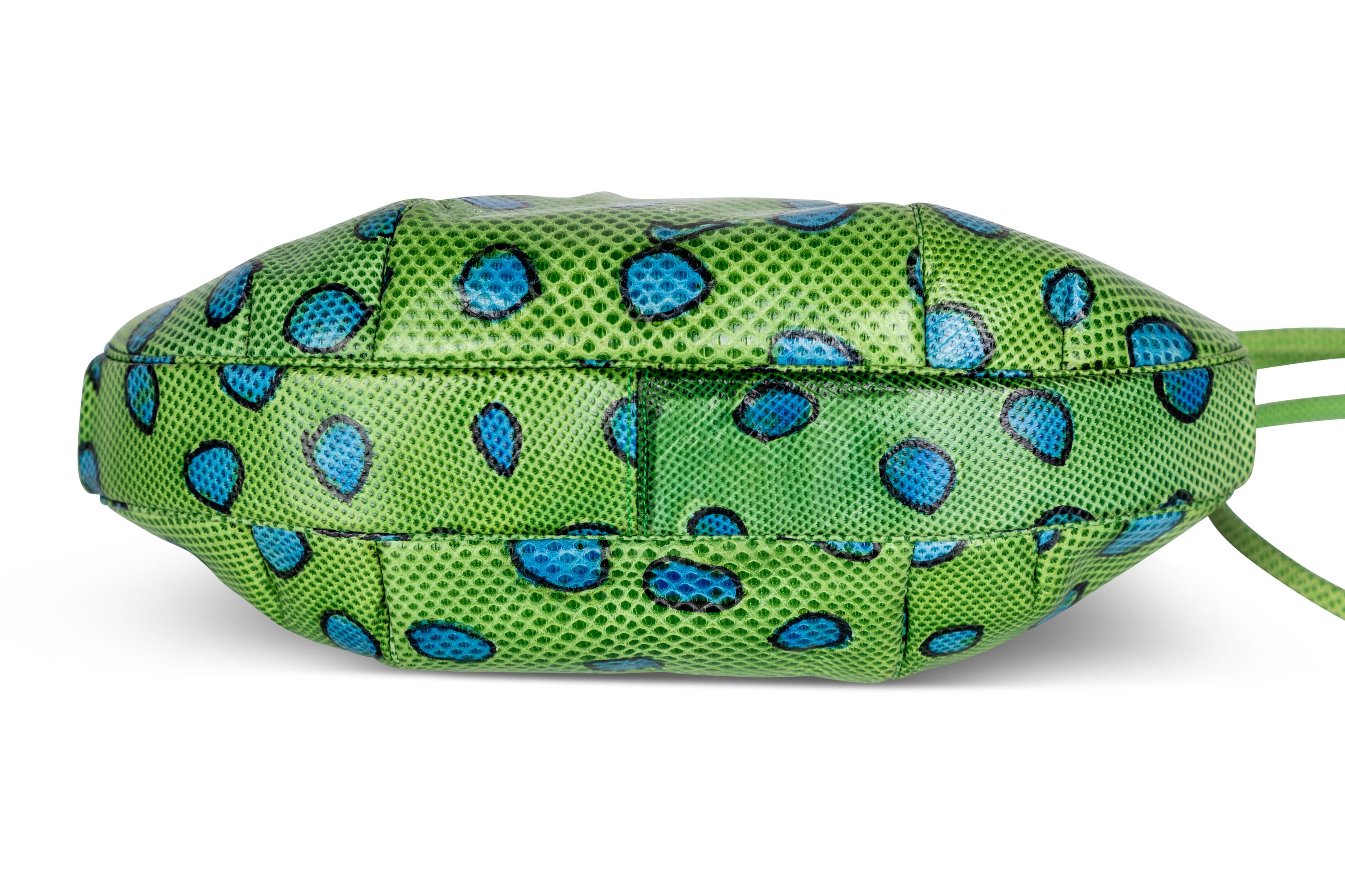Judith Leiber Green and Blue Reptile Leather Clutch Bag, 1986 1