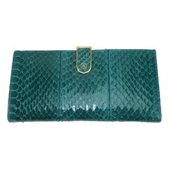 Judith Leiber Green Snakeskin Wallet