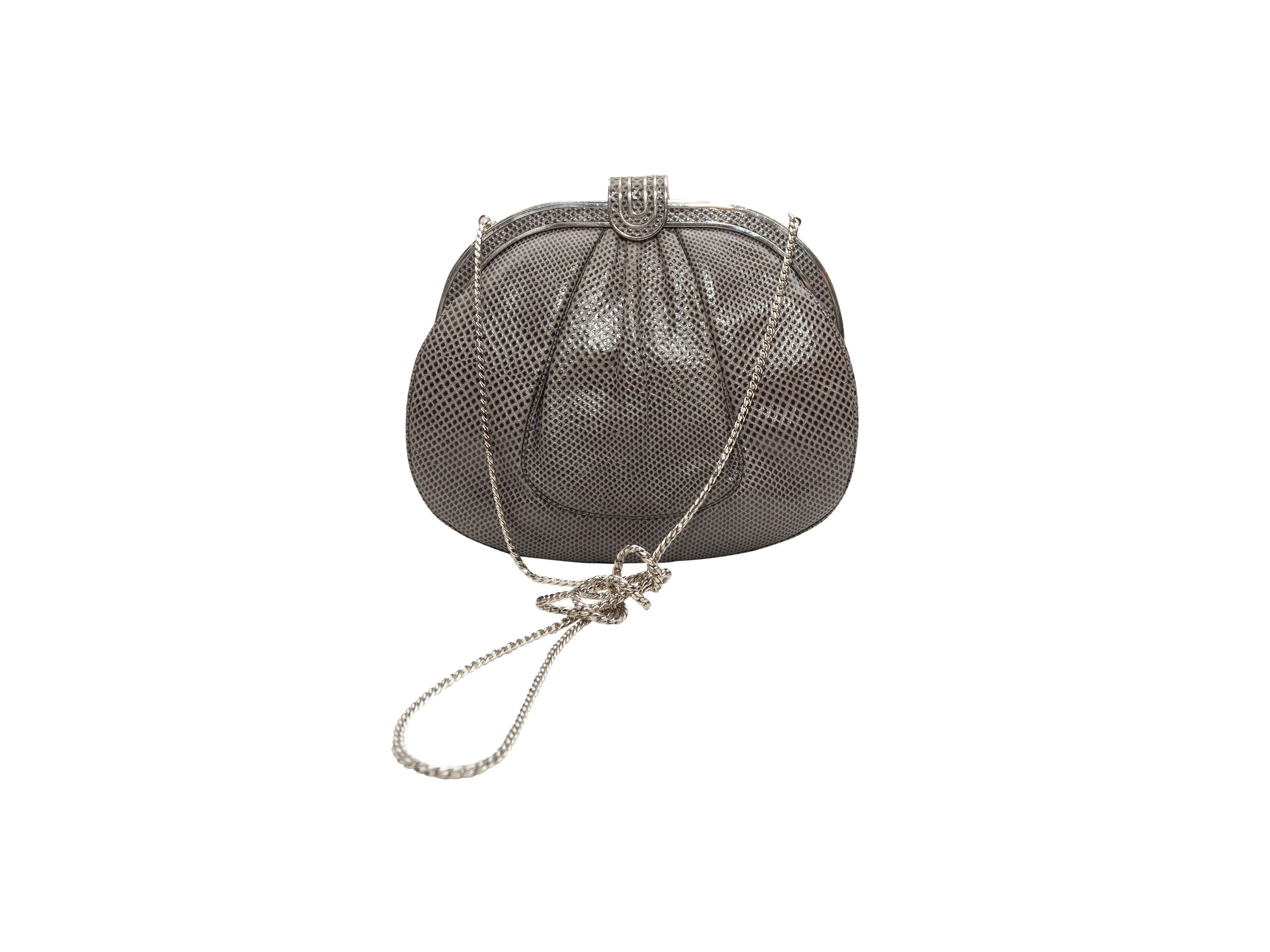 Judith Leiber Grey Karung Clutch In Good Condition In New York, NY