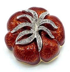 Judith Leiber Honey Amber Enamel on Gold Flower Brooch