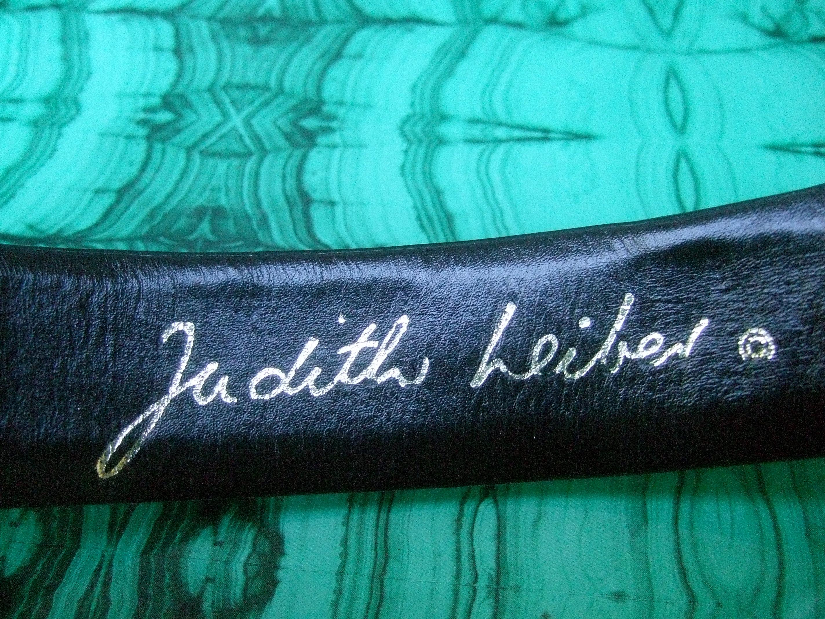 Judith Leiber Jewel Encrusted Black Leather Panther Belt c 1980s 9
