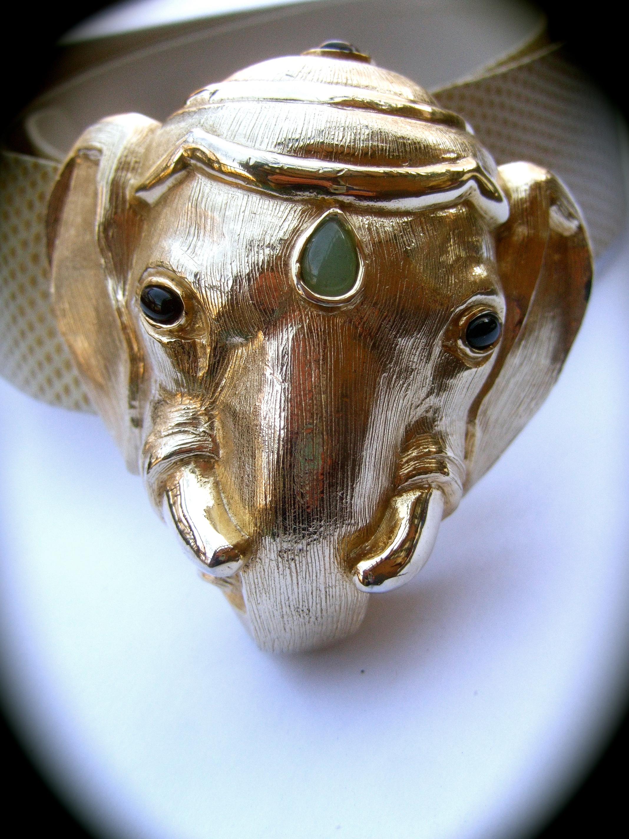 Judith Leiber Jeweled Gilt Metal Elephant Buckle Belt c 1980s  For Sale 4