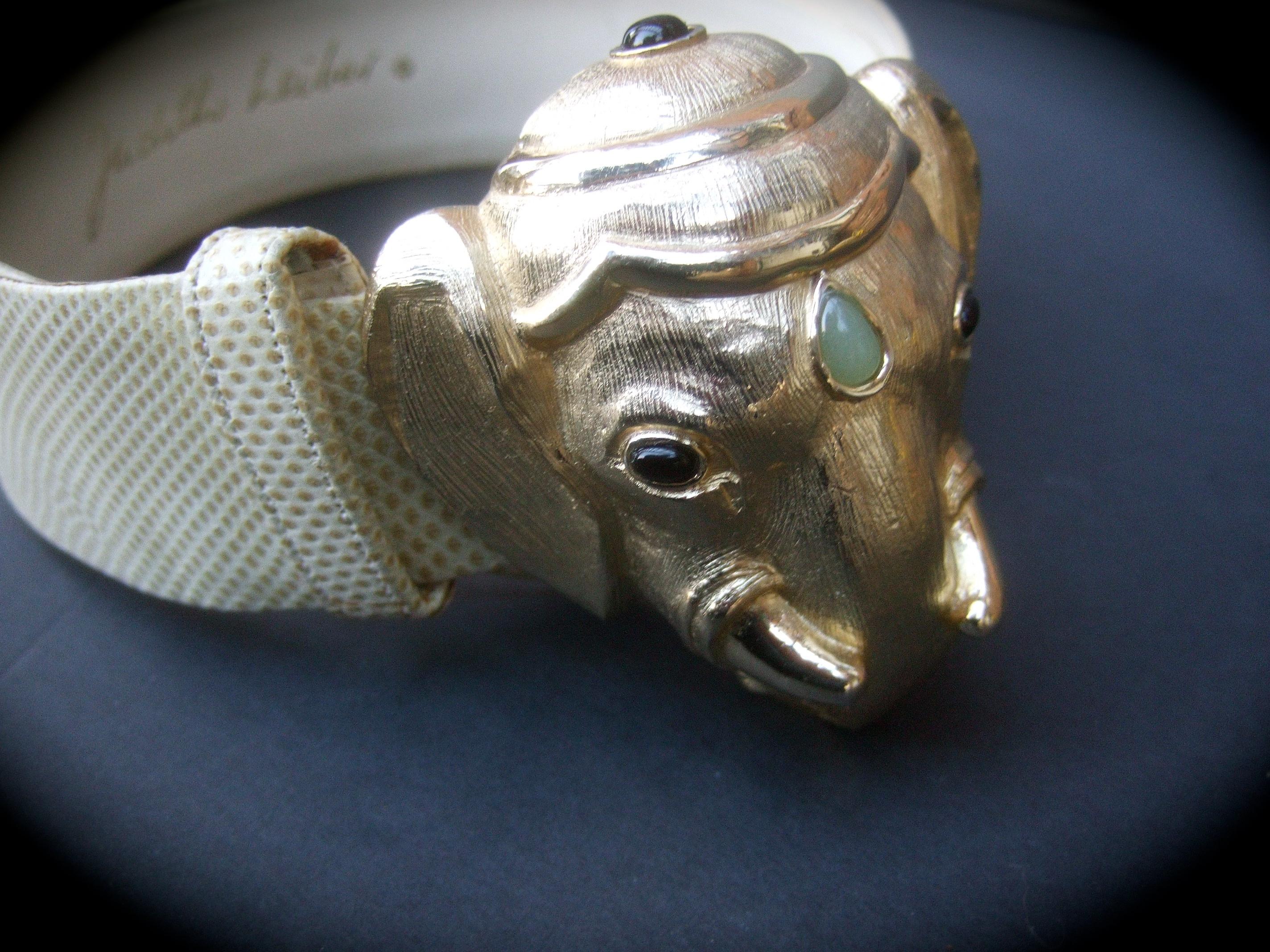 Judith Leiber Jeweled Gilt Metal Elephant Buckle Belt c 1980s  For Sale 5