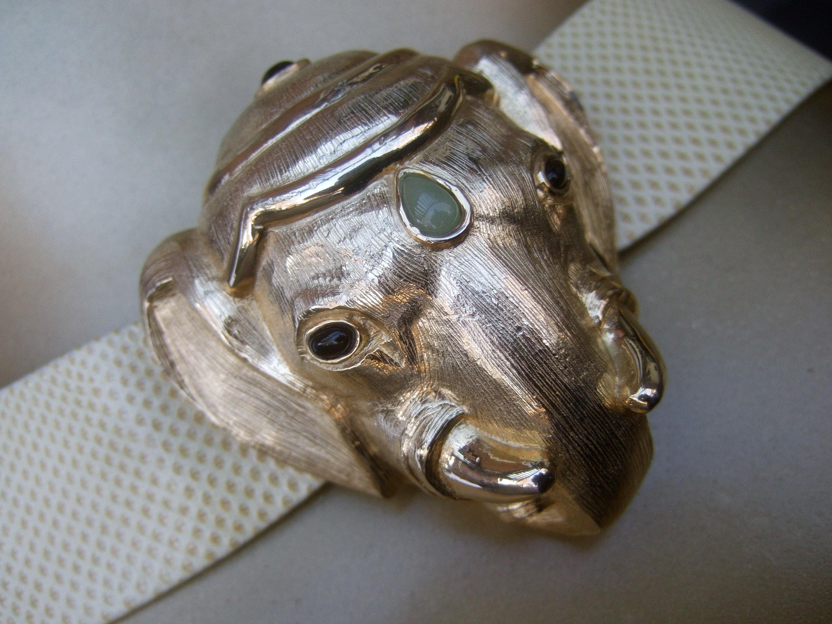 Judith Leiber Jeweled Gilt Metal Elephant Buckle Belt c 1980s  For Sale 8