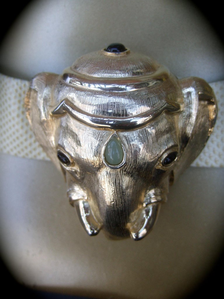 Judith Leiber Jeweled Gilt Metal Elephant Buckle Belt c  display picture 1