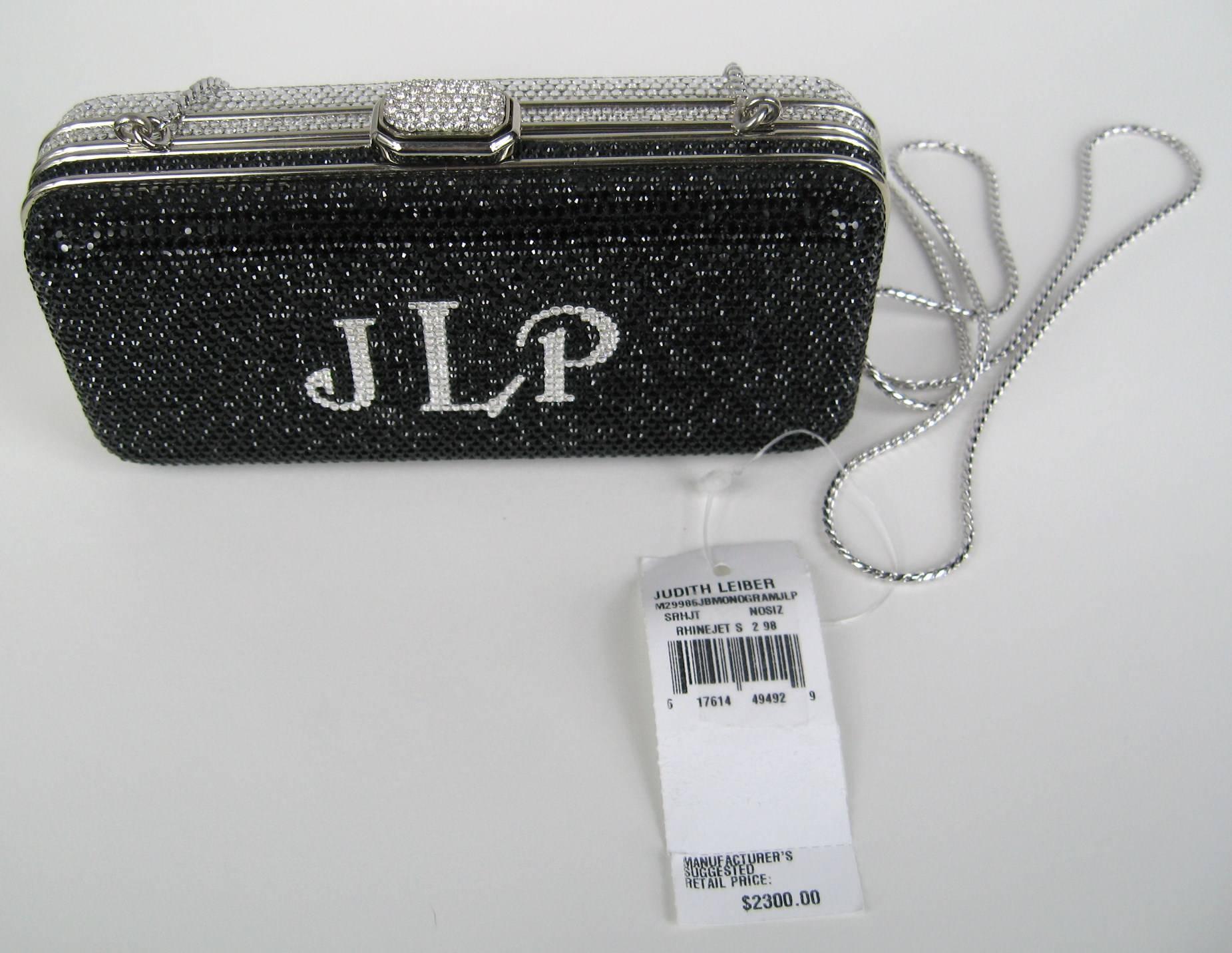 Judith Leiber JLP Minaudiere Clutch Double sided Black Silver New with Tag In New Condition For Sale In Wallkill, NY
