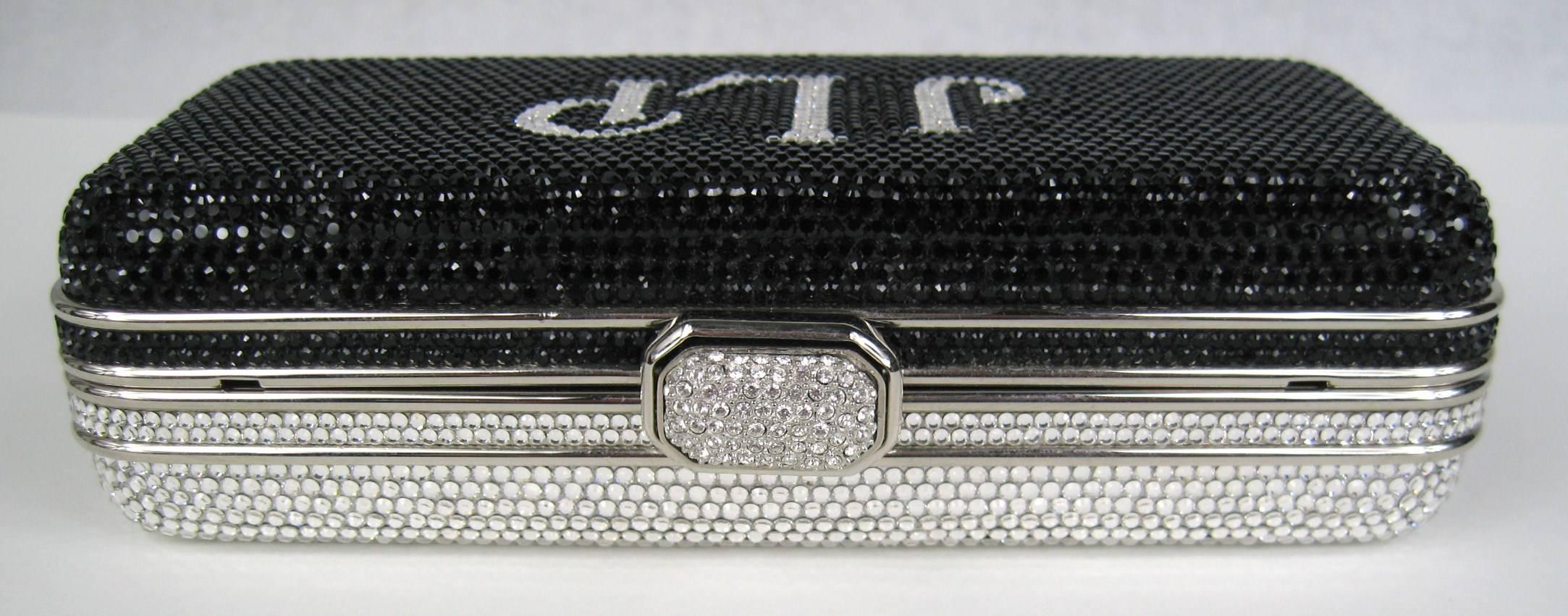 Judith Leiber JLP Minaudiere Clutch Double sided Black Silver New with Tag For Sale 1