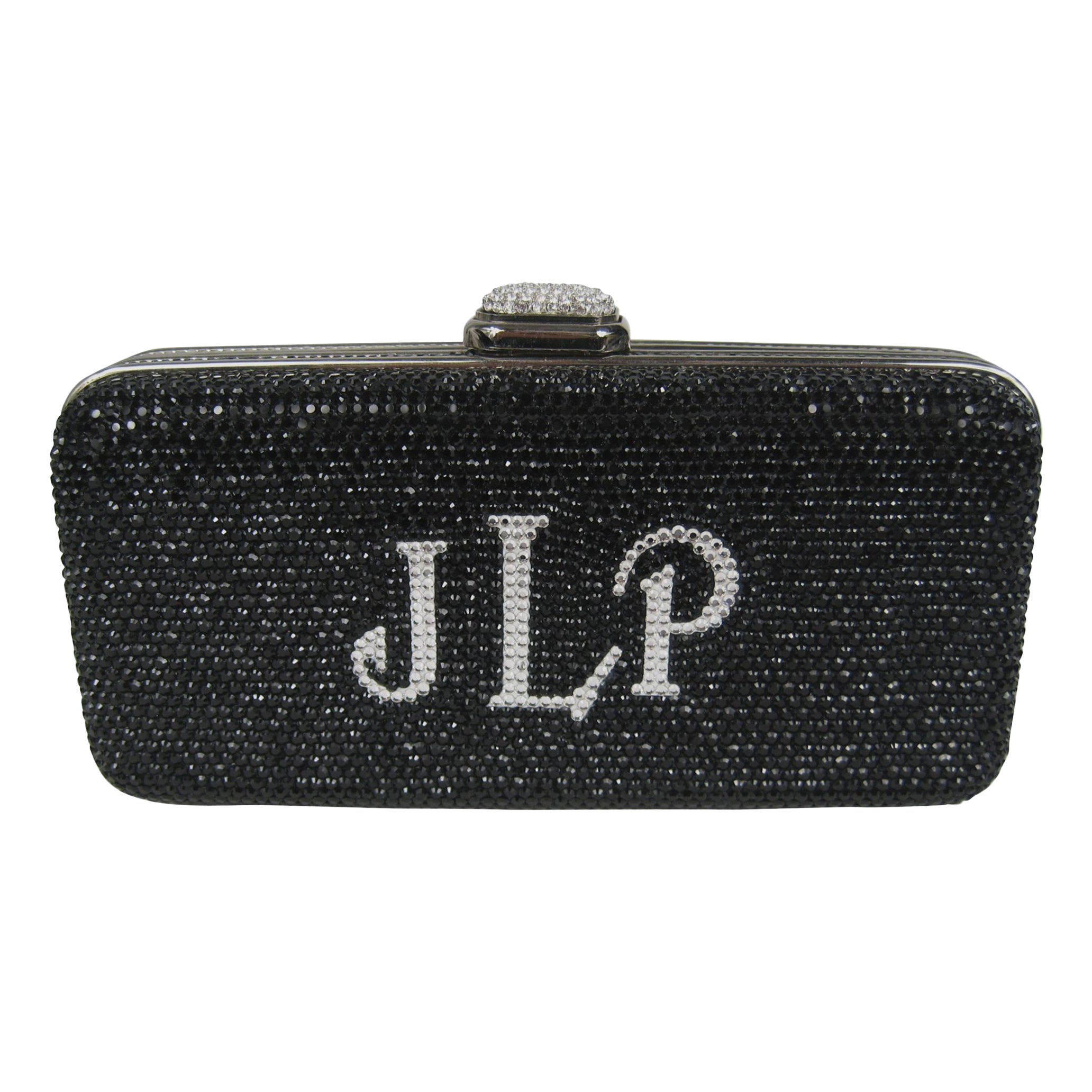 Judith Leiber JLP Minaudiere Clutch Doble cara Negro Plata Nuevo con etiqueta