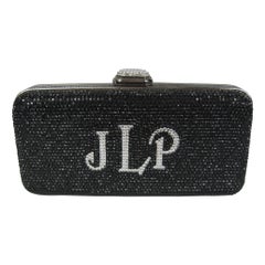 Judith Leiber JLP Minaudiere Clutch Doble cara Negro Plata Nuevo con etiqueta