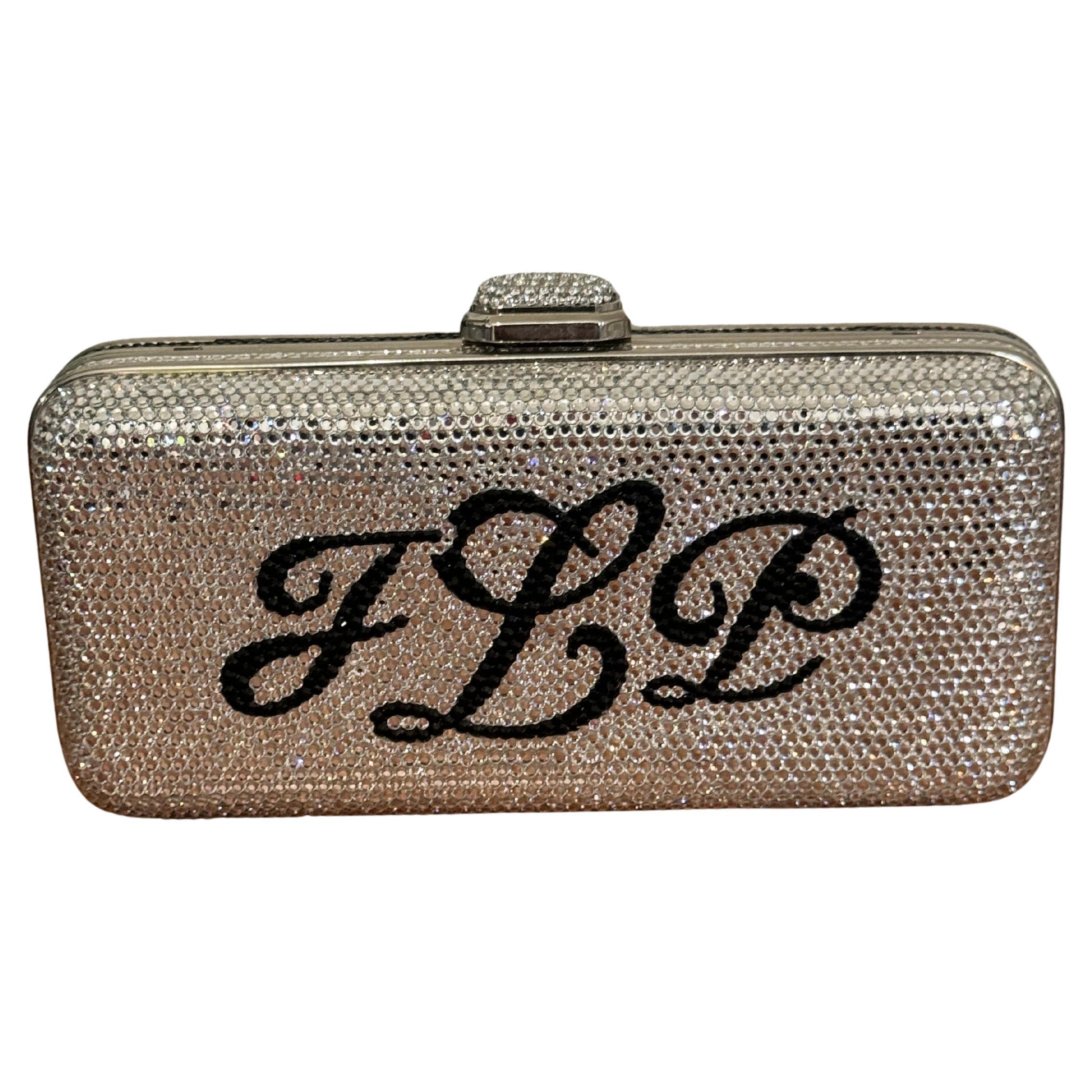 Judith Leiber JLP - Pochette minaudire double face noire et argente, neuve avec tiquette