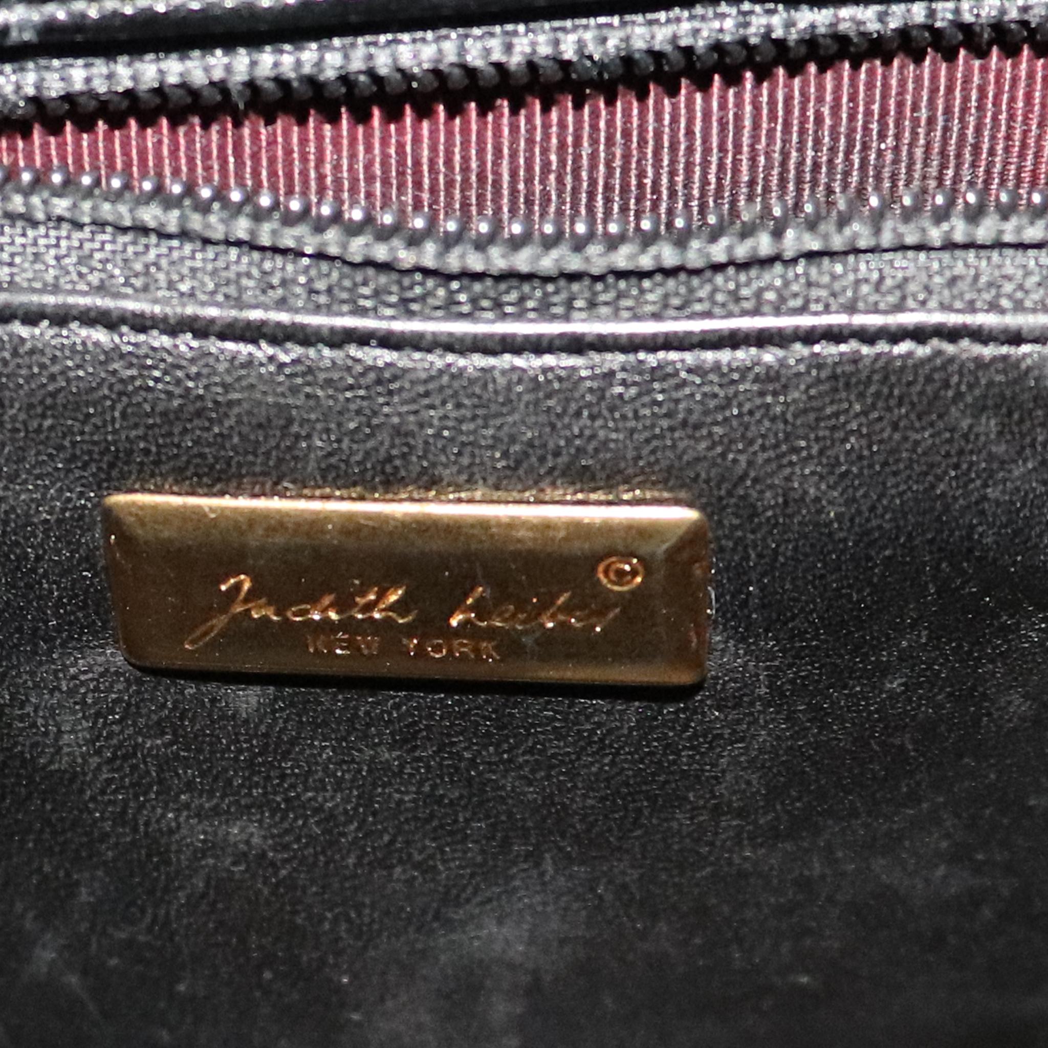 Judith Leiber Large Black Crocodile Purse with Snap Top In Excellent Condition In Los Angeles, CA