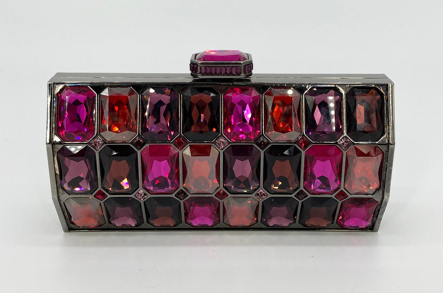 Judith Leiber Large Gemstone Minaudiere Clutch In Good Condition For Sale In Philadelphia, PA