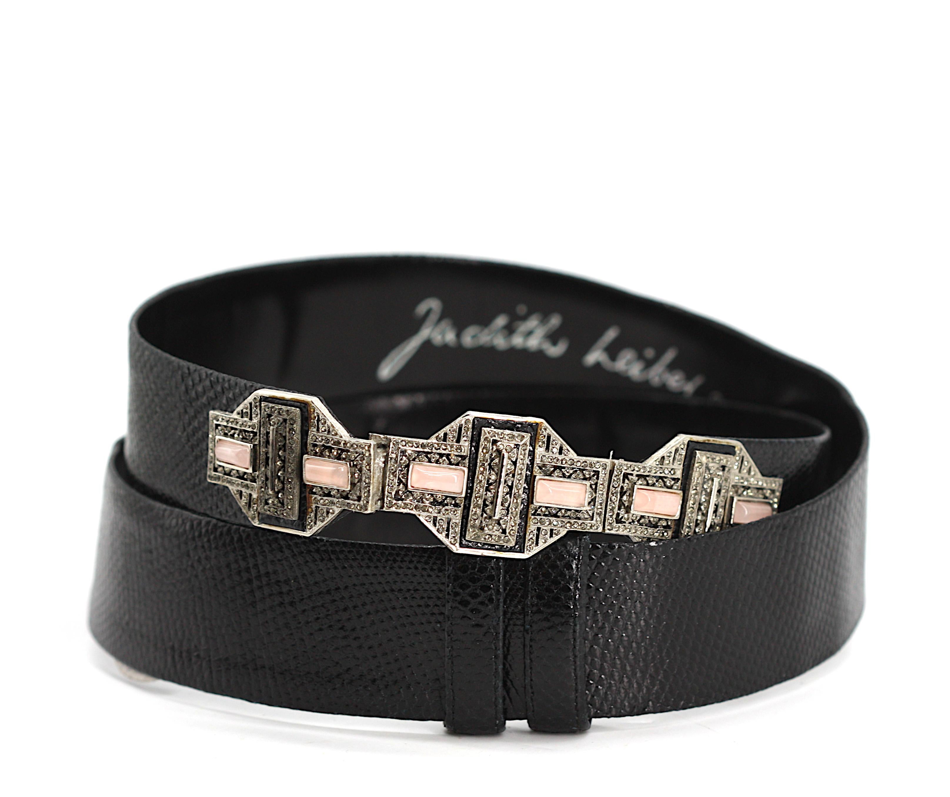 Judith Leiber Cinturón de piel y minerales para mujer en venta 2