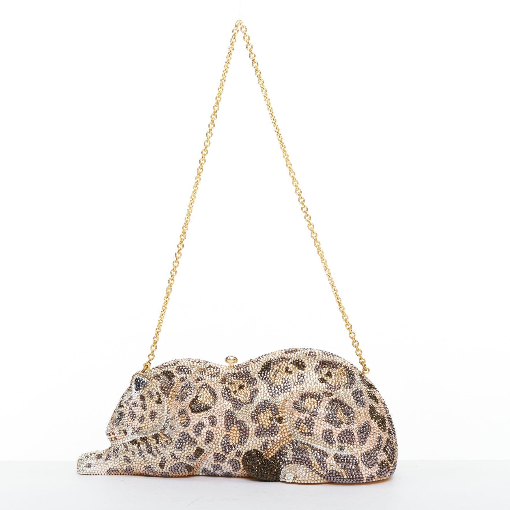 Beige Pochette JUDITH LEIBER in edizione limitata Wildcat Chiquita jaguar minaudiere in vendita
