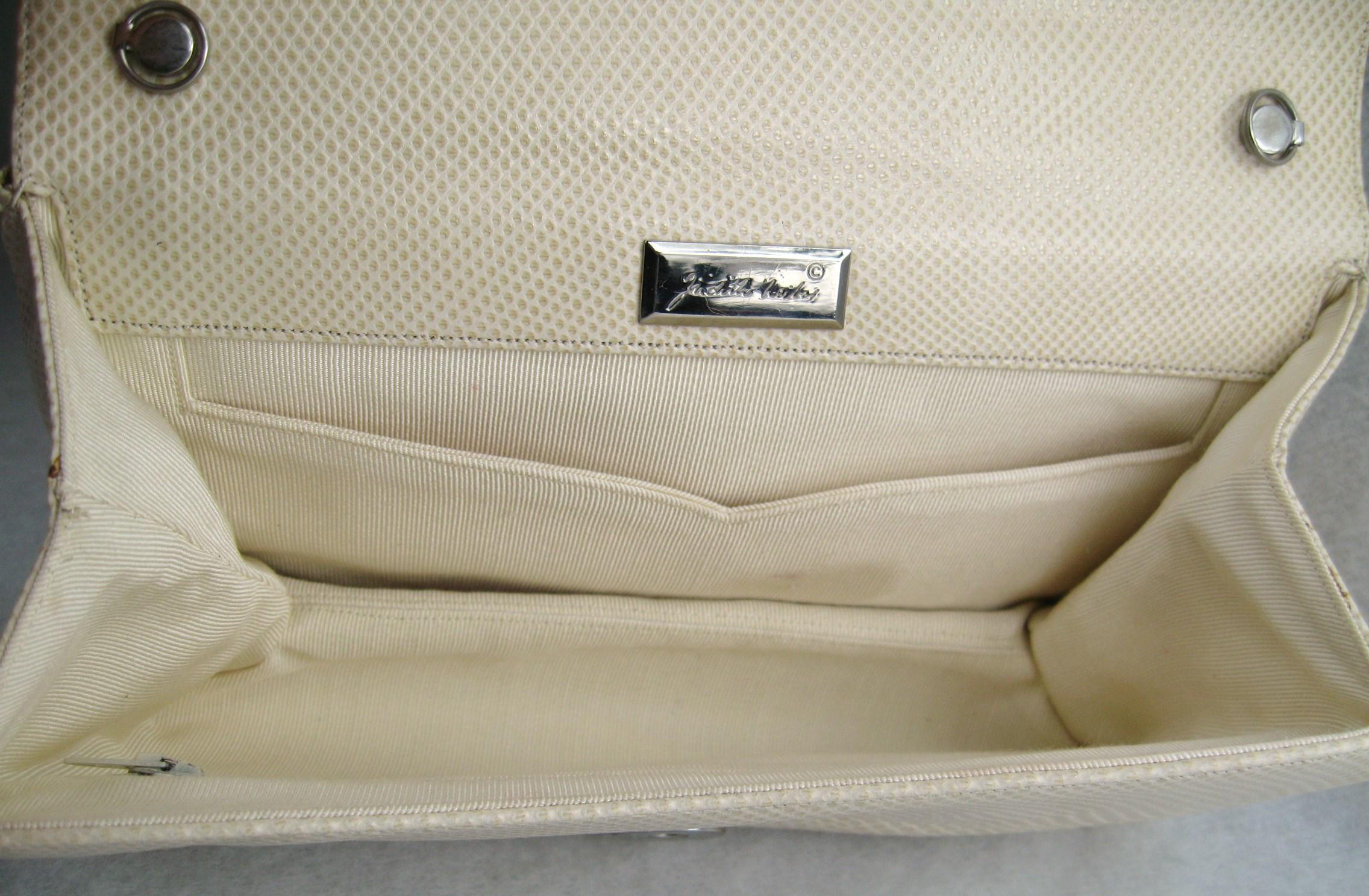 Women's Judith Leiber Lizard Leather Evening Bag Handbag Clutch - Semi - Precious Stones For Sale