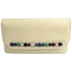 Judith Leiber Bolso de noche de piel de lagarto Bolso Clutch - Semi - Piedras preciosas