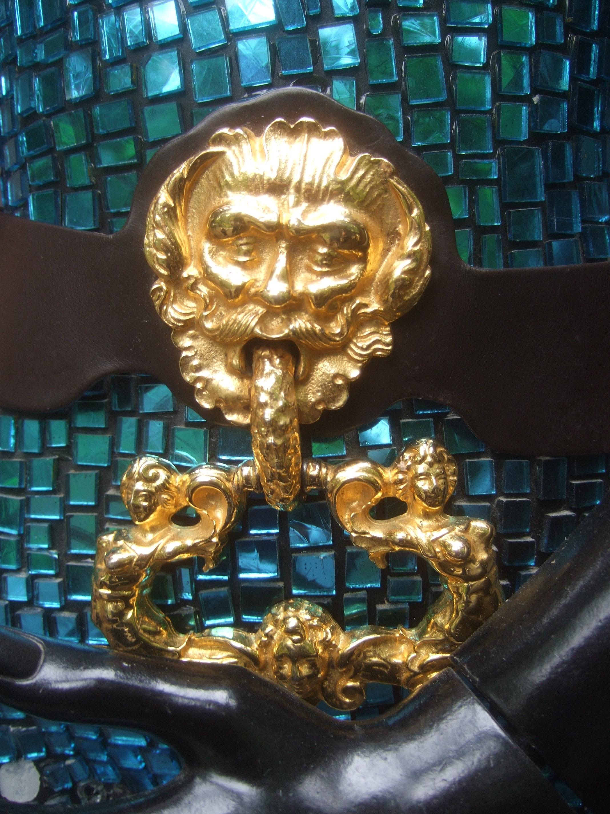 Judith Leiber Massive Figural Gilt Metal Door Knocker Medallion Belt c 1960s   For Sale 2